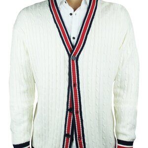 Button Down Cable Cardigan Sweater, Off White